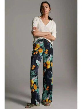 Maeve Anthropologie Escape Pants Women's 6 Multicolor Tropical Fruit Wide Leg